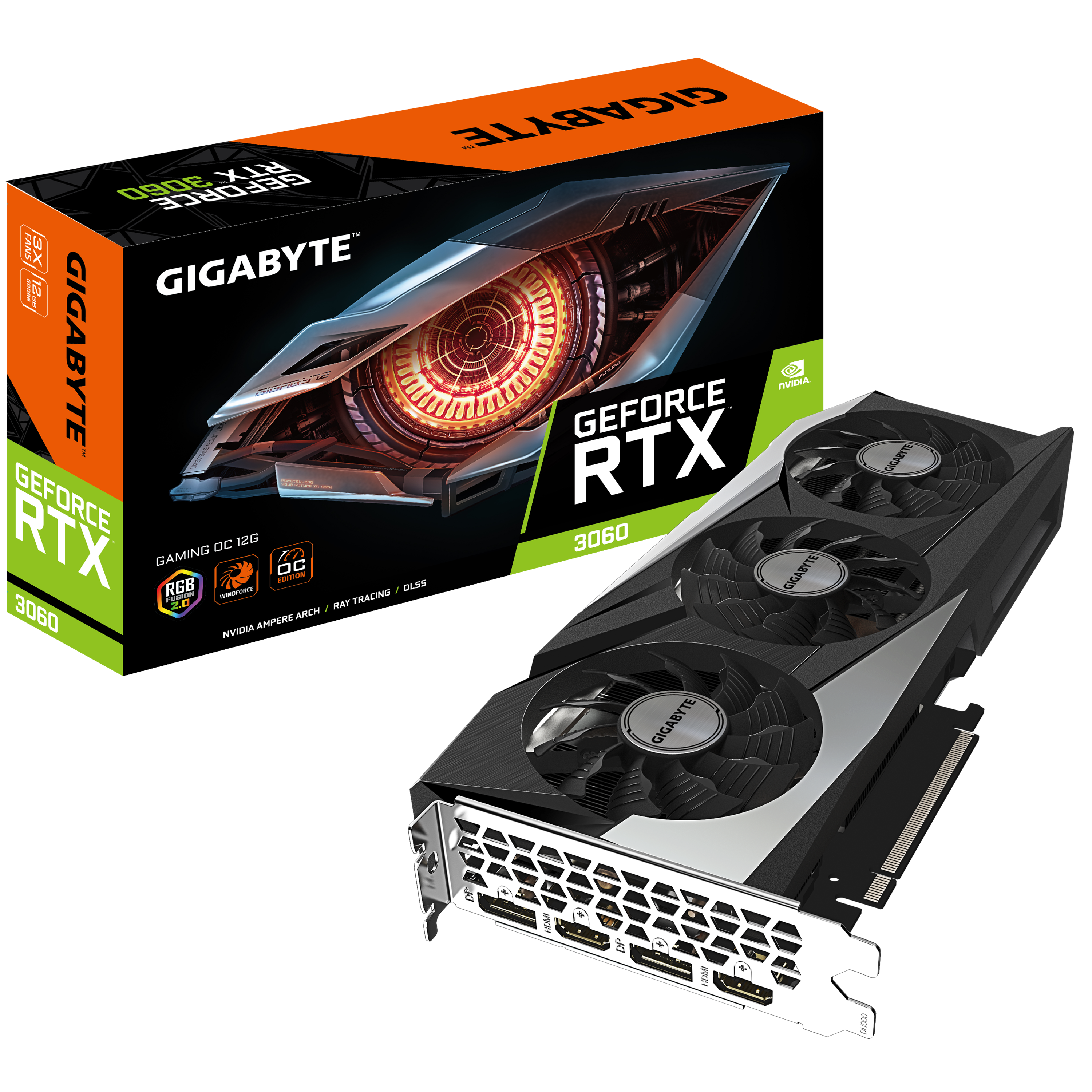GIGABYTE GeForce RTX 3060 GAMING OC 12G Graphics Card, 3 x